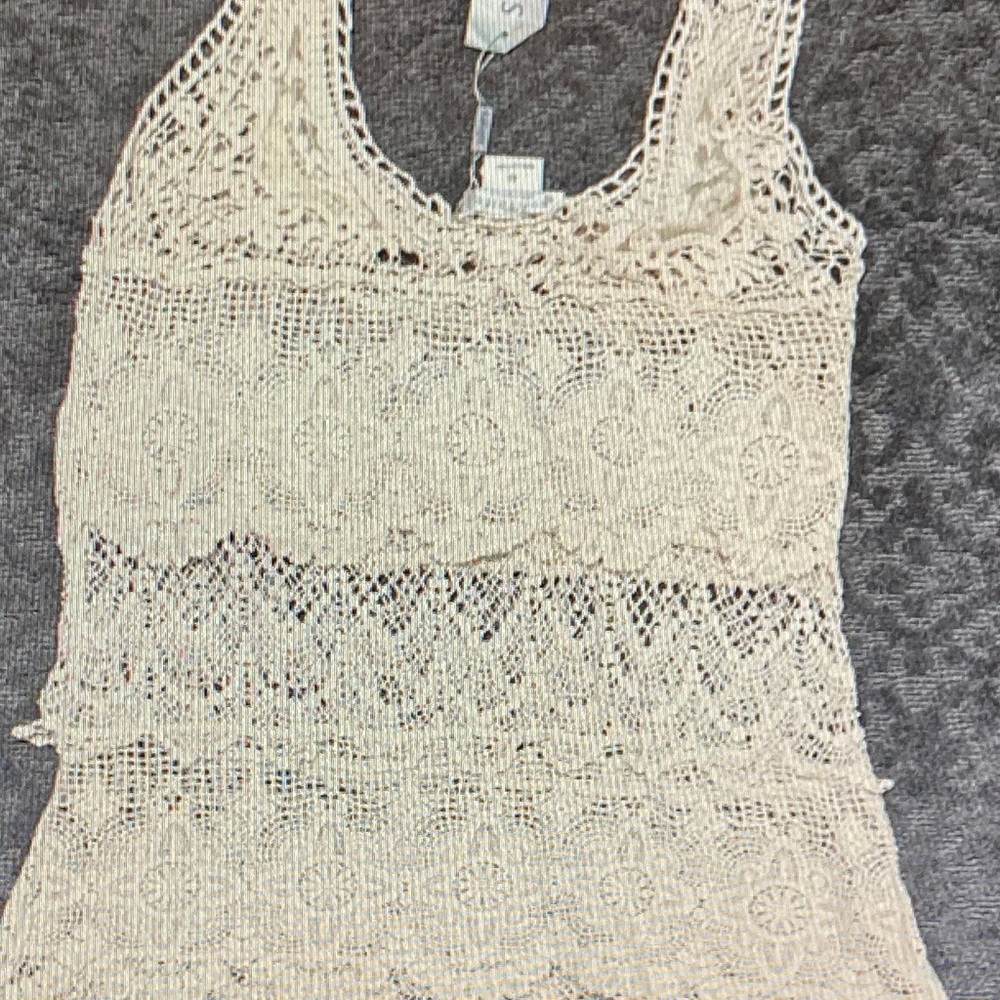Solitaire Cream Crochet Tank Top